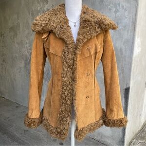 Vintage y2k Express Brown Suede and Fur Penny Lane Jacket